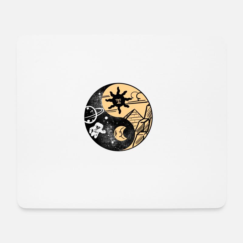 Yin Yang Space chinesisches Tai Chi Symbol Licht - Mousepad (Querformat) - Weiß