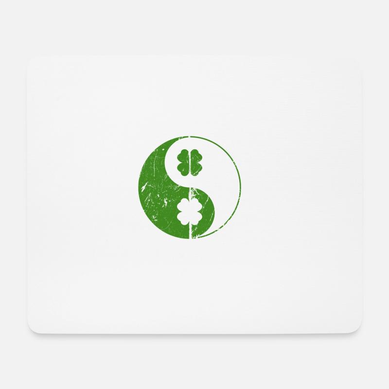 Yin Yang Shamrocks chinesisches Symbol St. Patrick - Mousepad (Querformat) - Weiß