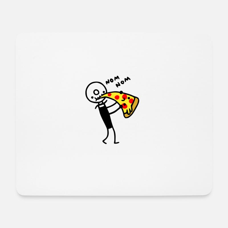 Pizzaschneider isst Pizza - Mousepad (Querformat) - Weiß
