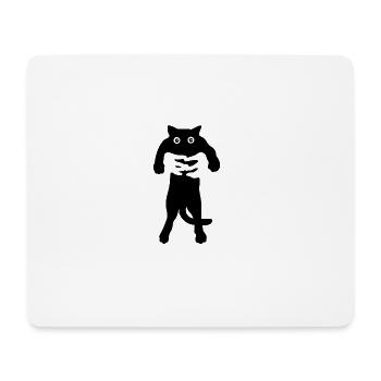 schwarze Katze - Mousepad (Querformat) - Weiß - Vorne