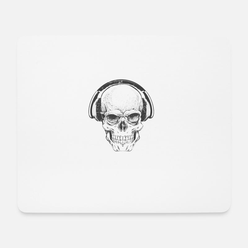 DJ Totenkopf mit Kopfhörer - Mousepad (Querformat) - Weiß