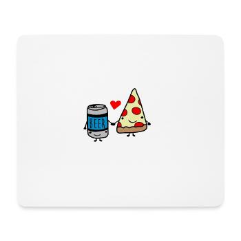 Bier und Pizza Liebe bis zum Tod - Mousepad (Querformat) - Weiß - Vorne