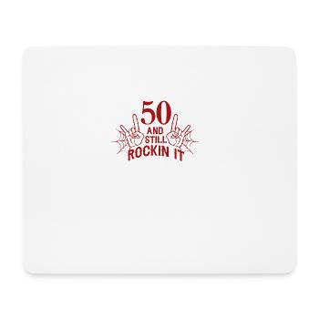 50. et Still Rockin design graphique - Tapis de souris (format paysage) - blanc - Devant