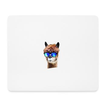 Lama Alpaka Shirts - Lama mit Sonnenbrille - Cool - Mousepad (Querformat) - Weiß - Vorne
