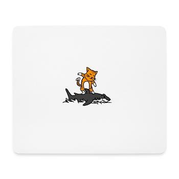 Chat, équitation, a, requin, drôle, dessin animé, surf, graphique - Tapis de souris (format paysage) - blanc - Devant