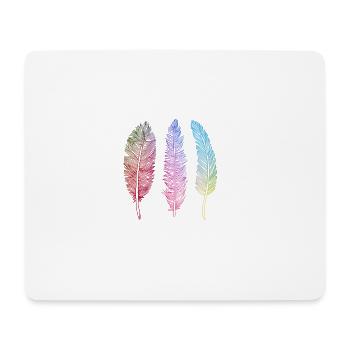 Plume d'oiseau cadeau de style indien - Tapis de souris (format paysage) - blanc - Devant