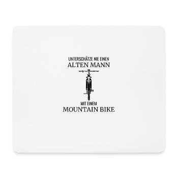Alter Mann Mountain Bike Fahrrad - Mousepad (Querformat) - Weiß - Vorne