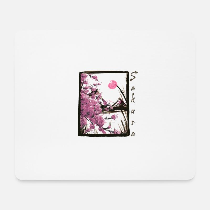 Sakura Japanische Kirschblüten Kirschblütenbaum - Mousepad (Querformat) - Weiß