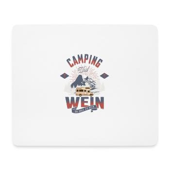 Camping und wein - Mousepad (Querformat) - Weiß - Vorne