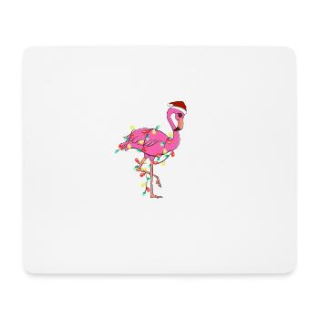 Christmas Animal Flamingo Light Chain Beanie - Mouse Pad (horizontal) - white - Front