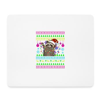 Lustig Weihnachtsoutfit Ugly Christmas Waschbär - Mousepad (Querformat) - Weiß - Vorne