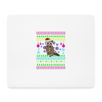 Lustig Weihnachtsoutfit Ugly Christmas Waschbär - Mousepad (Querformat) - Weiß - Vorne