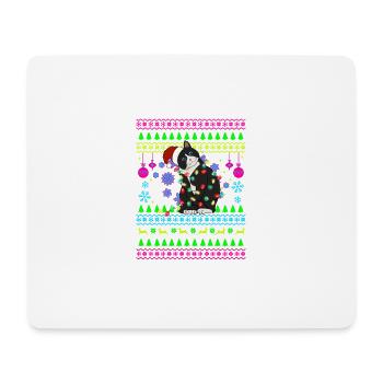 Lustig Weihnachtsoutfit Ugly Christmas Katze - Mousepad (Querformat) - Weiß - Vorne