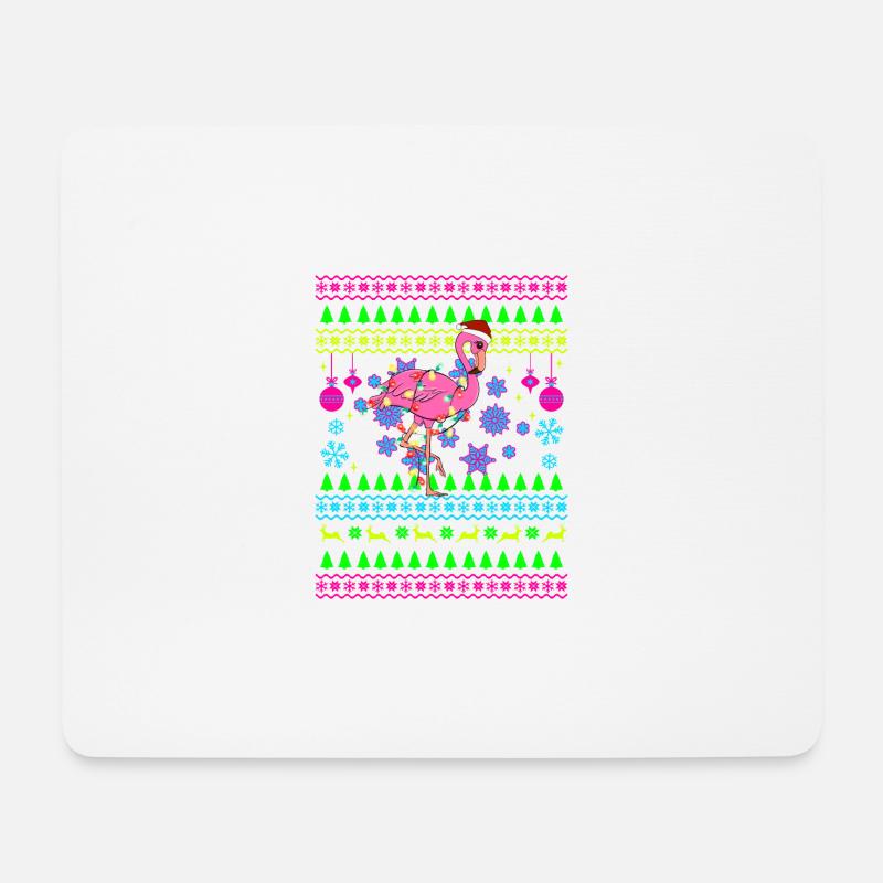 Lustig Weihnachtsoutfit Ugly Christmas Flamingo - Mousepad (Querformat) - Weiß