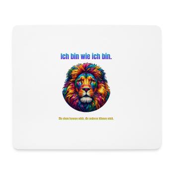 Löwe psychedelisch mit Spruch - Mousepad (Querformat) - Weiß - Vorne