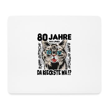 80 Jahre Geburtstag Katze Mietze Süss - Mousepad (Querformat) - Weiß - Vorne