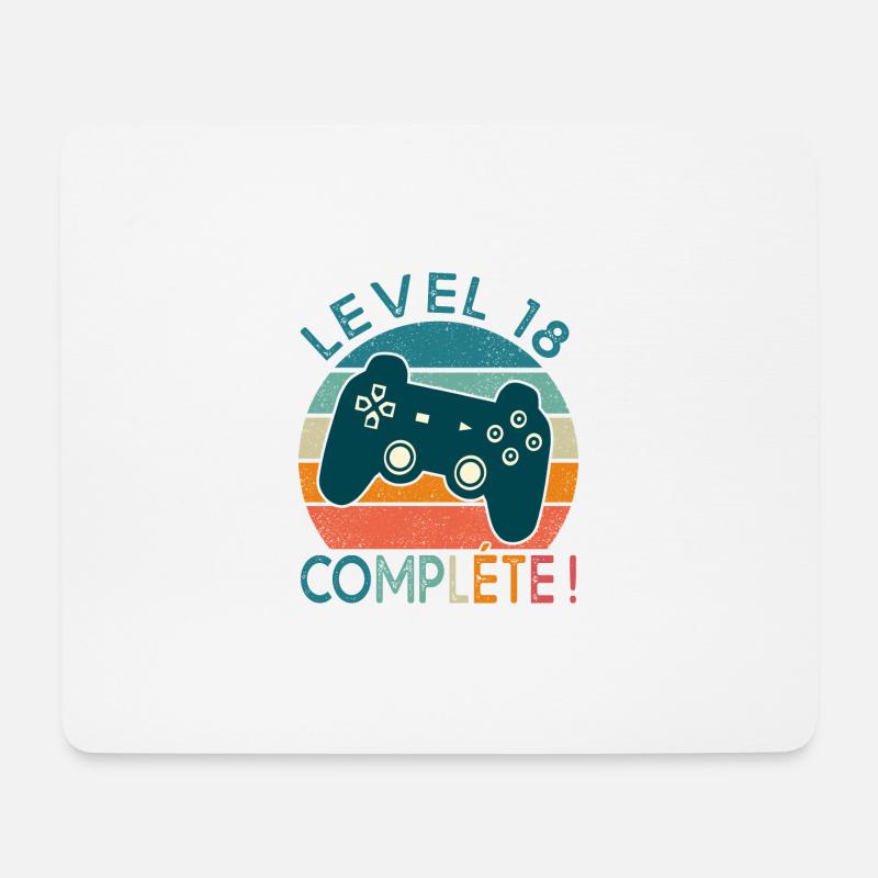 Level 18 Geschenk Videospiele Geburtstag 18 Jahre. - Mousepad (Querformat) - Weiß