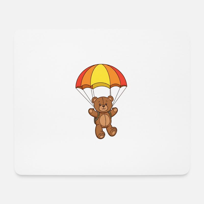 Teddybär Fallschirmspringer - Mousepad (Querformat) - Weiß