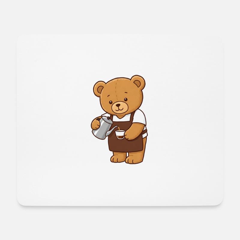Teddybär Barista - Mousepad (Querformat) - Weiß