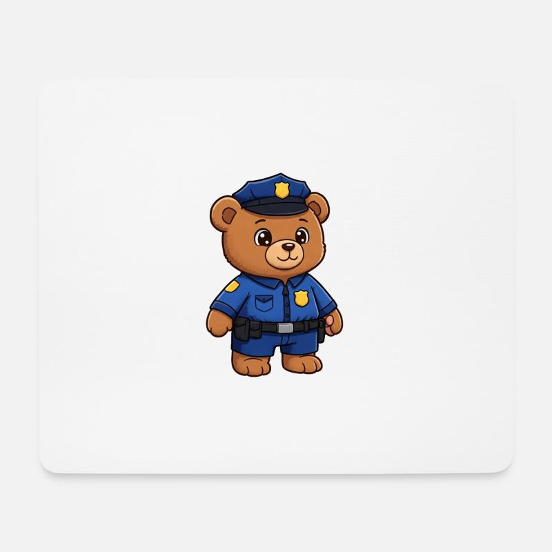 Teddybär Polizist - Mousepad (Querformat) - Weiß