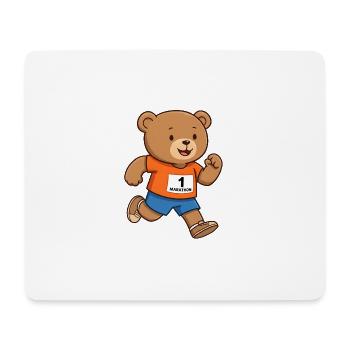 Teddybär Marathonläufer - Mousepad (Querformat) - Weiß - Vorne