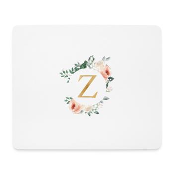 Z Monogram Green, Pastel, Wreath - Mouse Pad (horizontal) - white - Front