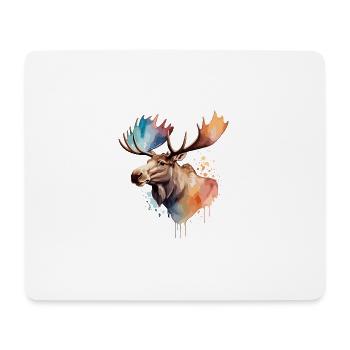 Elch Cool Bunt Bunt König des Waldes - Mousepad (Querformat) - Weiß - Vorne