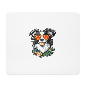 Border Collie Chien Cool Été - Tapis de souris (format paysage) - blanc - Devant