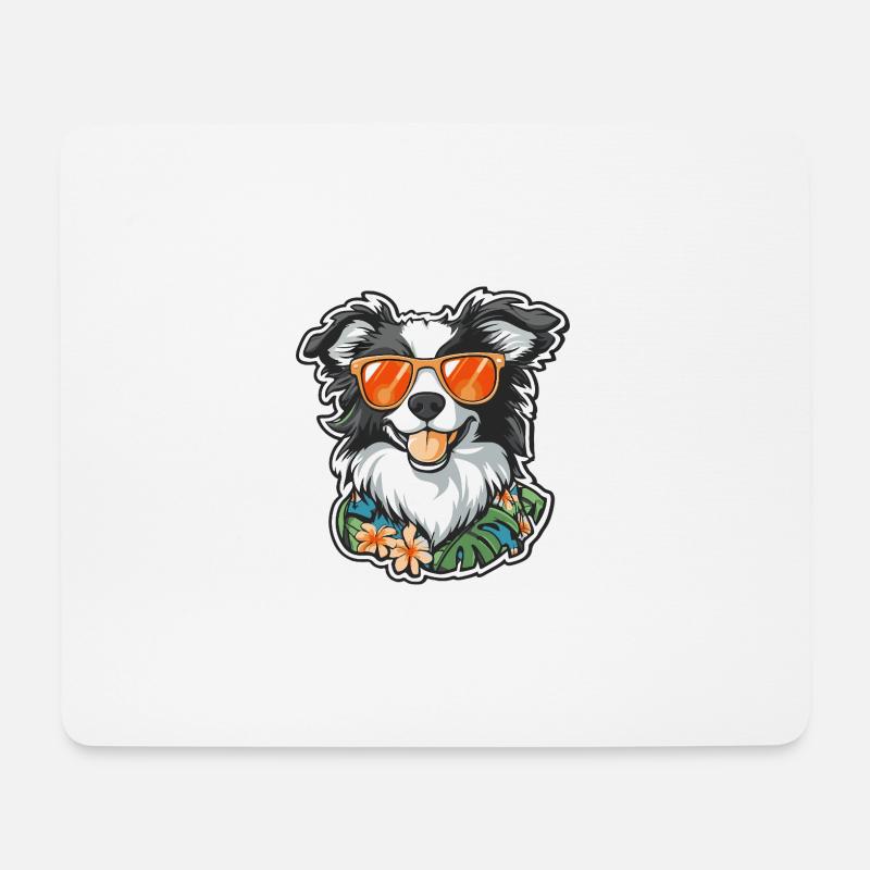 Border Collie Hund Cool Sommer - Mousepad (Querformat) - Weiß