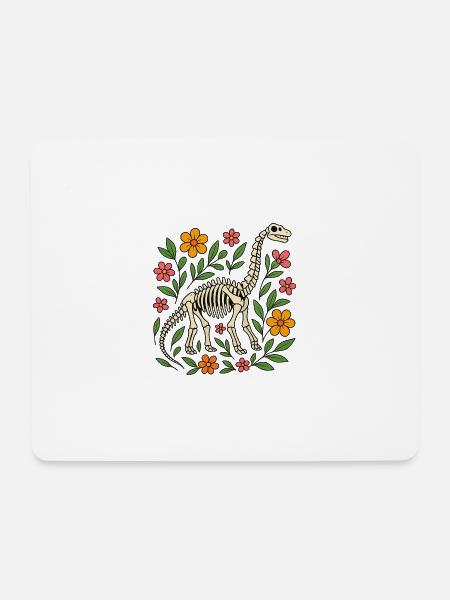 Brachiosaurus Skelett mit Blumen - Mousepad (Querformat) - Weiß