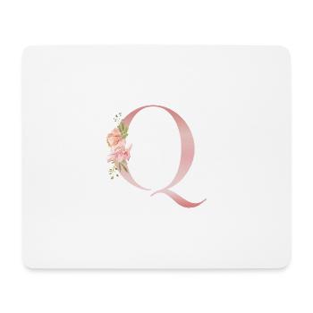 Pastel Q Floral Monogramm - Mousepad (Querformat) - Weiß - Vorne