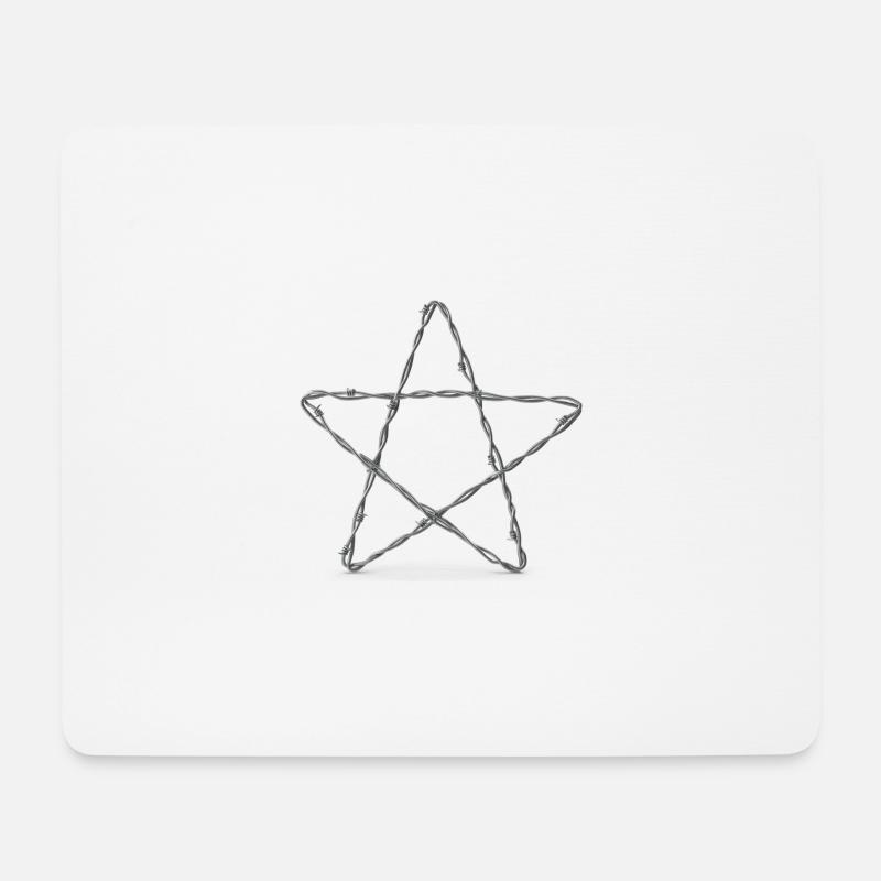 Barbed Wire Star - Pentagram - Mousepad (Querformat) - Weiß