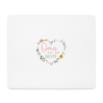 Oma ist die Beste! Niedlicher Blumen-Herz - Mousepad (Querformat) - Weiß - Vorne