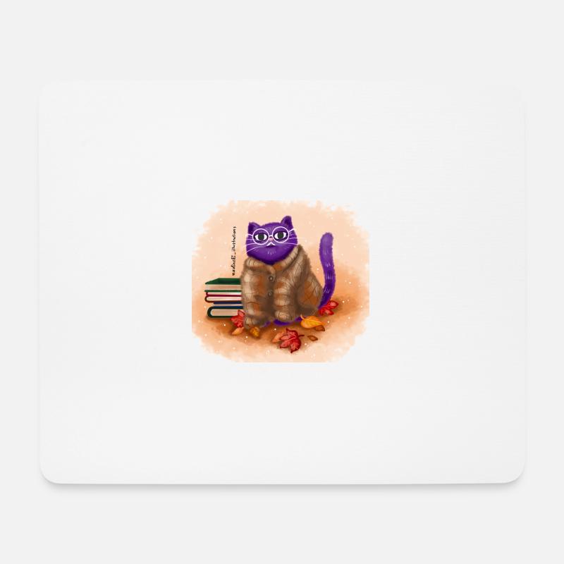 Herbst Katze - Mousepad (Querformat) - Weiß