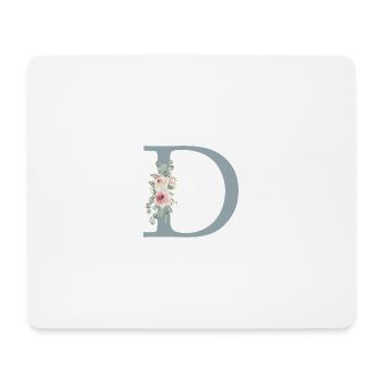 D| Monogram | Eucalyptus Pastel Flower Blue - Mouse Pad (horizontal) - white - Front