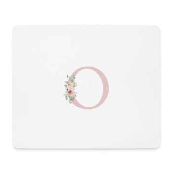 O| Monogramme | Eucalyptus Pastel Fleur Bleu - Tapis de souris (format paysage) - blanc - Devant
