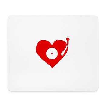 Plattenspieler-Herz von Liebe meines Labels - Mousepad (Querformat) - Weiß - Vorne