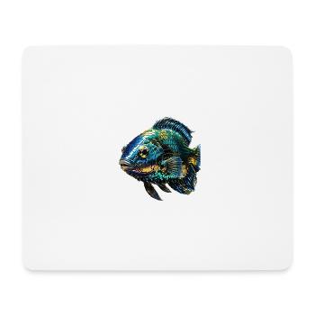 fisch,pailetten,metallisch,gold - Mousepad (Querformat) - Weiß - Vorne