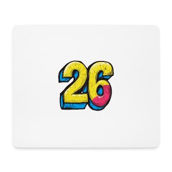26 Zahl Comic - Mousepad (Querformat) - Weiß - Vorne