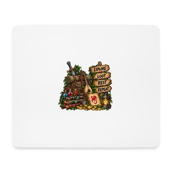 Abenteuer Loot Rast Wiederholen - Mousepad (Querformat) - Weiß - Vorne