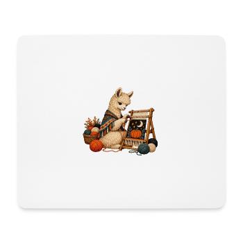Alpaka webt einen Halloween-Wandteppich - Mousepad (Querformat) - Weiß - Vorne