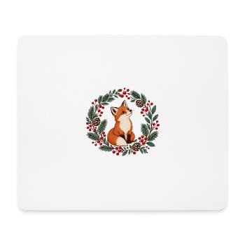 Fuchs im Winterkranz - Mousepad (Querformat) - Weiß - Vorne