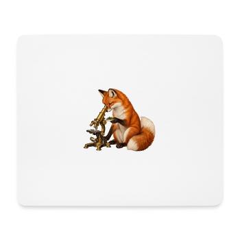Fuchs mit Moos und Mikroskop - Mousepad (Querformat) - Weiß - Vorne