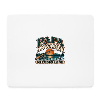 Papa am Wasser  Kalender hat frei | Angler Spruch - Mousepad (Querformat) - Weiß - Vorne