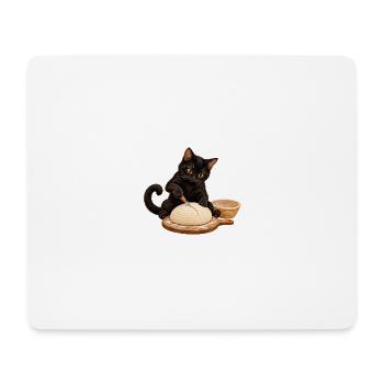 Katze schneidet Sauerteigbrot ein - Mousepad (Querformat) - Weiß - Vorne