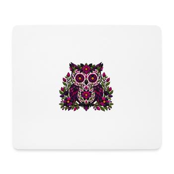 Gotische Blumen-Zuckerschädel-Eule | Pyrenees Line Labor - Mousepad (Querformat) - Weiß - Vorne