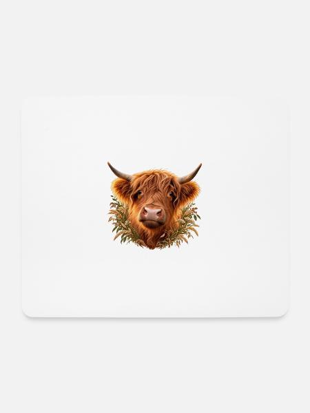 Highland Cattle Portrait  - Mousepad (Querformat) - Weiß