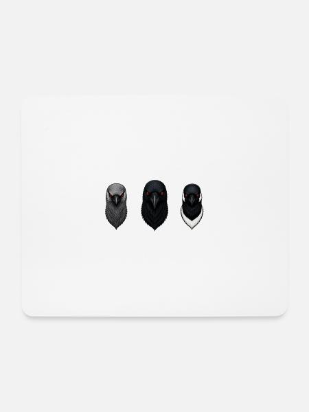 Die Dohle, die Krähe und die Elster - Mousepad (Querformat) - Weiß