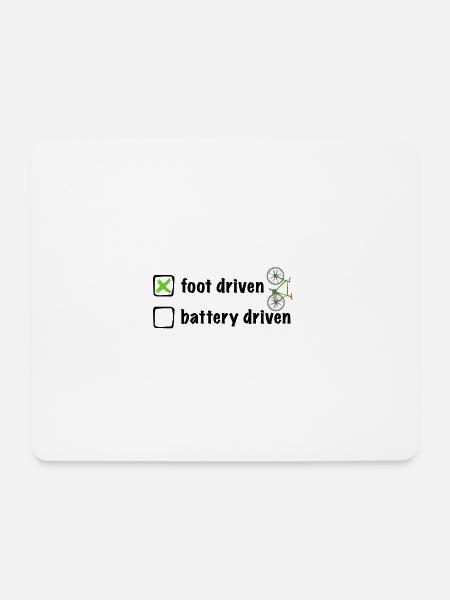 Fahrradfahren, aber ohne Akku - echte Beinarbeit - Mousepad (Querformat) - Weiß