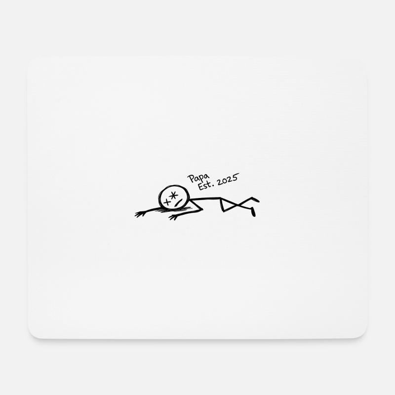 Papa 2025 Liegende Stickfigur mit X-Augen - Mousepad (Querformat) - Weiß